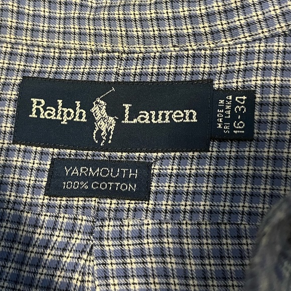 Blue plaid long sleeved Polo shirt - Picture 5 of 8